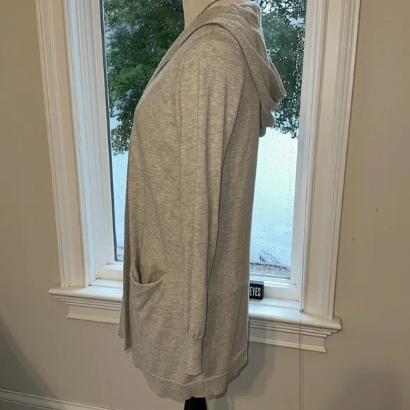 The White Company Hooded Open Cardigan, Merino/Cotton, light Grey, Medium, EUC - Picture 5 of 8